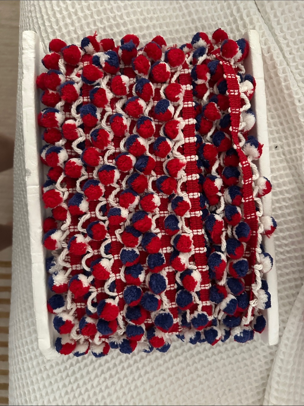 Red, White & Blue Pom Pom Trim - Decorative Craft Fringe